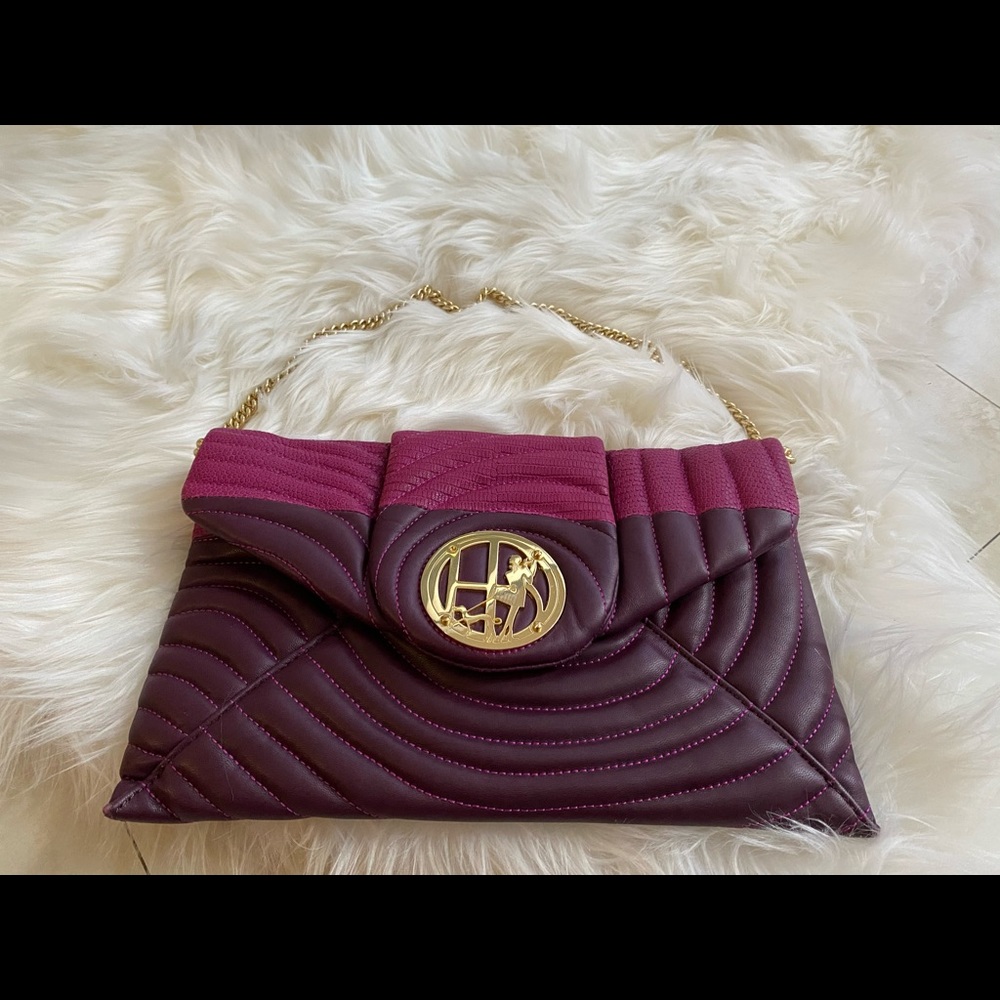 Henri Bendel two tone leather clutch
